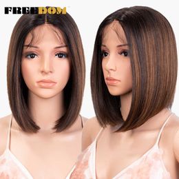 Synthetic Short Bob Lace Wigs 10 inch Straight Red Wig Hand tied Lace Wigs For Women Heat Resistant Cosplay Wigs 230524