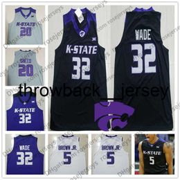 thr Custom Kansas State Wildcats Basketball Any Name Number White Purple Black #32 Dean Wade 5 Barry Brown Jr. Men Youth Kid Jerseys 4XL