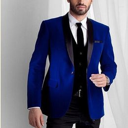 Men's Suits Royal Blue Blazer Jacket Men Shawl Lapel One Button Tuxedos Celebrity Dinner Prom Male Coat