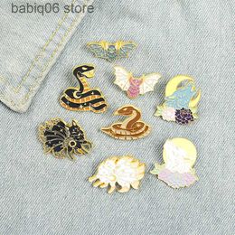 Pins Brooches New Animal Breast Pin Personalised Fine Design Nine tailed Fox Snake and Bat Shape Breast Pin Badge T230605