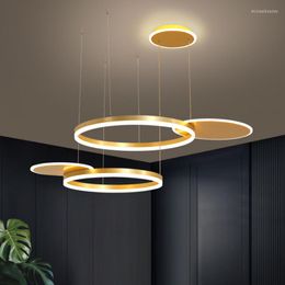 Chandeliers Led Art Chandelier Pendant Lamp Ceiling Light Nordic Aluminium Rings Living Dining Decor Modern Bedroom Hanging Fixture