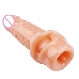 Items Super Long Thick Wearable Penis Sleeve Sex Big Solid Dildos Enlargement Extender Pumps Vagina Stimulator Sucker Toys Cock Ring