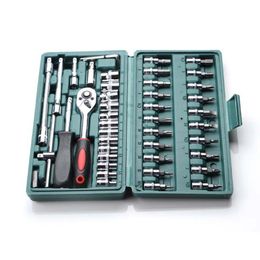 Sleutels 46pcs/set Carbon Steel Ratchet Wrench Socket Spanner Screwdriver Combination Tool Household Car Repair Tool