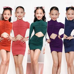 Stage Wear Latin Dance Dress For Girls Long Sleeve Practice Clothing Professional Competition Dresses Rumba DWY6499