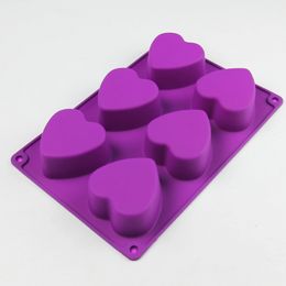 6 Hole Heart Shaped Baking Cake Mould Jelly Ice Tray Biscuit Mould Handmade Soap Love Silicone Mould CPA5735