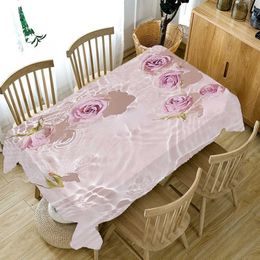 Table Cloth Creative Rose Pattern Kitchen Restaurant Decoration Romantic Atmosphere Decor Valentine's Day R230605