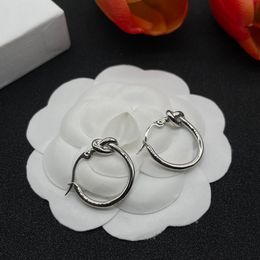 Knotted Hoop Earrings Thin For Women 2023 Statement Silver Earring Hoops Metal Pipe Stud Punk Fashion Jewelry Girl Gift