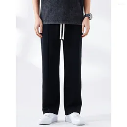 Men's Pants Korean Fashion Men's Baggy Sweatpants Classic All-match Solid Colour Straight-leg Denim Wide-leg Male Grey Black