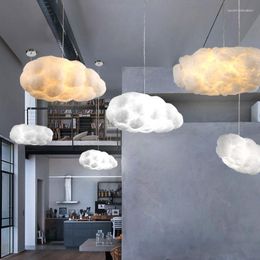 Pendant Lamps Nordic Design Lights Living Room Bedroom Kitchen Cloud Lamp White Lampshade Silk Cotton E27 Bulb Suspended Luminaire