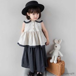 Clothing Sets Menoea Baby Girls Clothes Summer Outfits Children Cotton and Linen Thank Shirts Tops Loose Skirt Pants Kid 2pcs Short