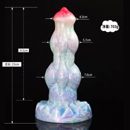 Phallus women's imitation water spray dildo, alien super thick big head mushroom head male root super soft silicone adult toy