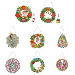 Stitch New DIY Diamond Painting Christmas Wreath Bird Peacock Special Shaped Drill Diamond Embroidery Mosaic Art Crafts Home Door Decor