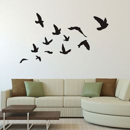 Flying Birds Wall Decal, Set of 12 Vinyl Wall Decal for Office Home Decor Room Art, Birds Wall Sticker for Living Room