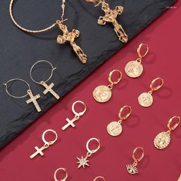 Dangle Earrings Gold Silver Colour For Women 2023 Trend Lady Fashion Geometry Cross Earring Boucle Doreille Mujer Jewellery