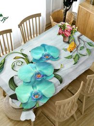 Table Cloth Europe Lotus Green Tropical Plant Flowers Pattern Oxford Cloth Wedding Decor Party Table Cover Table R230605