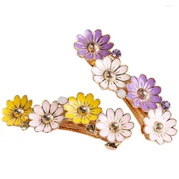 Bandanas 2 Pcs Hair Accessories Daisy Women Hairpin Spring Clip Hairpins Girls Barrette Alloy Clips Bride