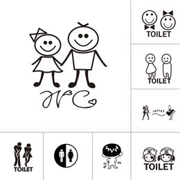 10 Style WC Wall Sticker for Toilet Door Waterproof Stickers Bathroom Decor house Family Home Decoration mural WC wallpaper