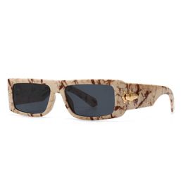 STORY CC6944 Luxury Vintage Marble Pattern Small Square Frame Sunglasses Men 10 Colors Custom Shades Glasses UV400