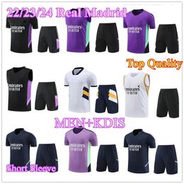 2023 Real Madrids TRACKSUIT vest short sleeve Sweatshirt Jerseys kit 23/24 new Football training suit MEN kids soccer chandal HAZARD jogging Survetement Top quality