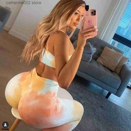 Women's Tracksuits 1/2/3Pcs Women Tie Dye Sportswear Set Workout Leggings Scrunch Leggings Gym Shorts Seamless Gym Sports Bra Tracksuit T230605