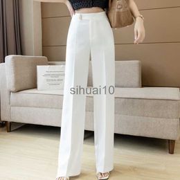 Women's Pants Capris 2022 Women Summer Fashion Loose Wide Leg Pants Female High Waist Suit Trousers Ladies Solid Color Chiffon Casual Pants F34 J230605