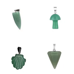 Natural Crystal Stone Charm Pendant Various Shapes Green Aventurine Decoration Pendant for Jewelry Making