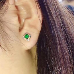 Stud Earrings Green Natural Emerald Gemstone For Women Silver Jewellery Good Colour Gem Birthday Party Anniversary Gift