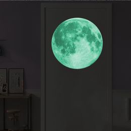 5/12/20/30cm Luminous Moon 3D Wall Sticker For Kids Room Living Room Decor Bedroom Decoration Home Decals Glow In Dark Wallpaper