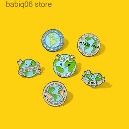 Pins Brooches Caring for the Earth Breastpin Green Circular Environmental Protection Metal Badge Wearing Medal Neckpin Pins T230605