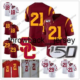 thr Customised USC Trojans 21 Tyler Vaughns 29 Vavae Malepeai 81 Kyle Ford Red White 2019 NCAA 150TH Men Youth Kid Football Jersey 4XL