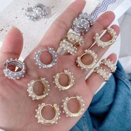 Hoop Earrings 5Pairs Elegant Charms Pearl Bead Zircon Circle Simple Vintage Small Earring Jewellery For Women
