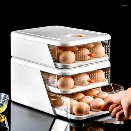 Storage Bottles Drawer Type Egg Organizer With Detachable Tray Stackable Refrigerator Eggs Container Kitchen Dumplings Food Box