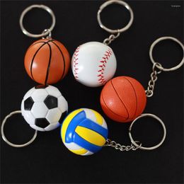 Keychains Fashion Leather PU Soccer Football Keychain Mini Volleyball Basketball Baseball Key Chains Men Women Bag Car Keyring