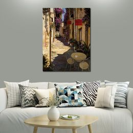 Hand Painted Coastal Canvas Art Small Cafe Sung Kim Painting Mediterranean Escape Modern Restaurant Decor