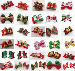 100pcs/lot Dog Grooming Supplies Christmas Pet Hair Bows bowknot hairpin Holiday Accessories