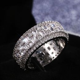 New Retro Irregular Rectangular Zirconium Diamond Ring European and American Style Unisex Rings