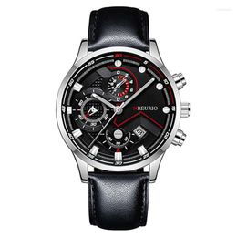 Wristwatches Fashion Mens Business Watches Luxury Leather Belt Quartz Wrist Watch Luminous Calendar Clock Men Casual Small Gift