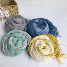 Scarves Dye Cotton Women Scarf High Quality Gradient Long Shawl Four Seasons Thin Casual For Lady