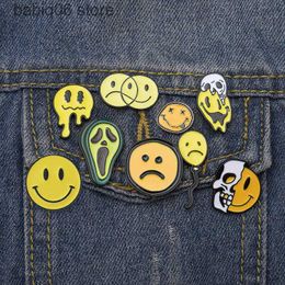 Pins Brooches Creative new brooch cartoon funny expression smile angry skull balloon drip oil brooch T230605