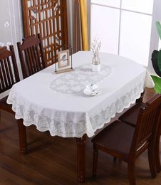 Table Cloth Fashion Oval Plastic Waterproof Oilproof Household Golden Lace Printing Table Cover Table Mat R230605