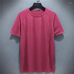 Men's T Shirts Plus Size 90-180KG Men Solid T-Shirts Summer O-Neck Casual Loose Short Sleeve T-Shirt Fashion Street Tees Blue Gray Red Tops