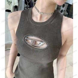 Women's Tanks Camis Knit Y2k Tops Women Clothing O-neck Sleeveless Tunic Vest Fashion Summer Tanks Chic Hollow Sexy Camis 2023 New Female T-shirt T230605