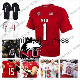 Mit8 Custom Northern Illinois Huskies NIU Football Any Name Number Red White Black 3 Tyrice Richie 12 Ross Bowers 15 Marcus Childers Jersey 4XL