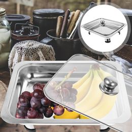 Dinnerware Sets Steel Buffet Square Dinner Plates Serving Dish Dishes Holder Metal Stainless-steel Pan Banquet Party Tray