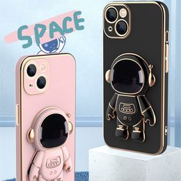 Astronaut Cell Phone Cases Plating Hidden Stand Designers Covers For iPhone 14 Plus 13 12 Pro Max Luxury Shell Mobile Protective Case