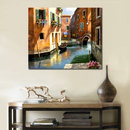 Hand Painted Realistic Landscape Canvas Wall Art Venice Afternoon Sung Kim Painting Beautiful Dining Room Decor