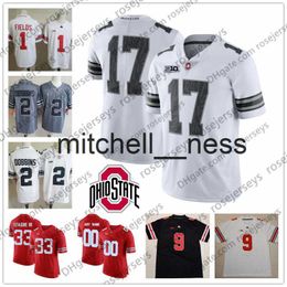 Mit8 Ohio State Buckeyes #9 Binjimen Victor 11 Austin Mack 1 Jeffrey Okudah 28 Ronnie Hickman 88 Jeremy Ruckert OSU White Red Black Jersey