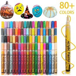 Markers Xsyoo12/28/80Colors Acrylic Paint Marker Pens Waterproof Permanent Markers Set On Rock Glass Canvas Metal Ceramic Mug Plastic 230605