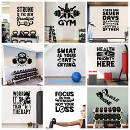 Creative GYM Art Wall Sticker Wall Decals For Living Room Gymnasium Decor Wall Art Sticker Murals Wall Paper