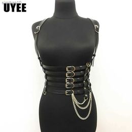 UYEE New PU Leather Chest Harness Belt Sexy Lingerie Bdsm Body Chain Bondage Bra Cage Straps Stockings Crop Top Women Suspenders L230518